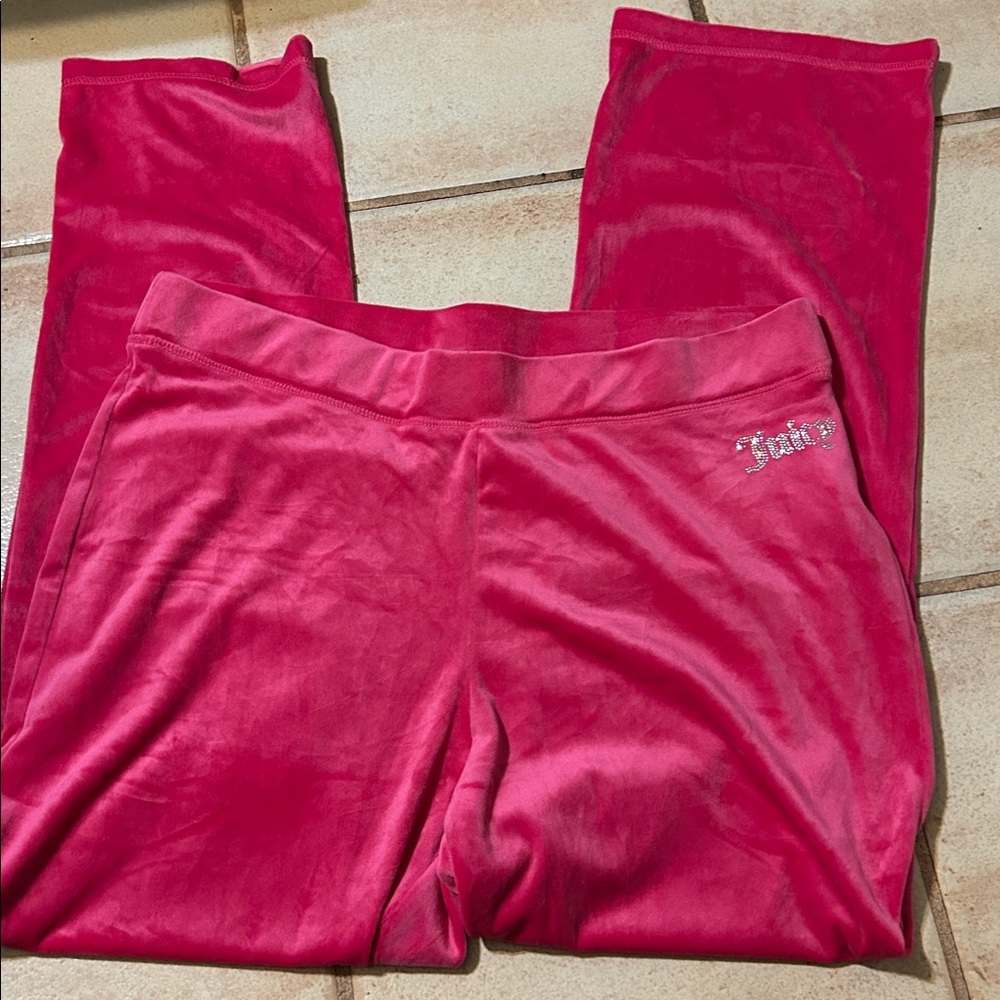 NWOT Juicy Couture Women's Bling Fuchsia Velour Track Lounge Pants - Picture 7 of 10